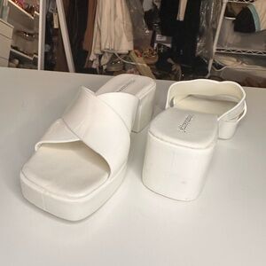 Jeffrey Campbell White Crisscross Platform Mules